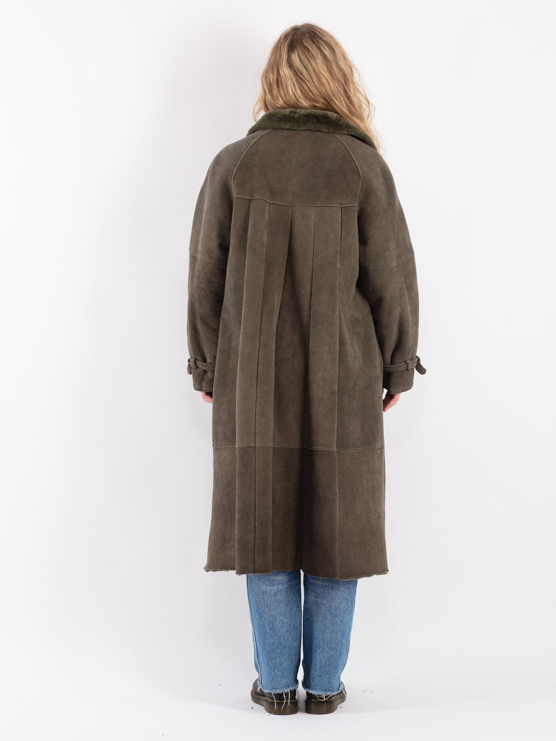 Vintage 70's Women Sheepskin Coat in Green