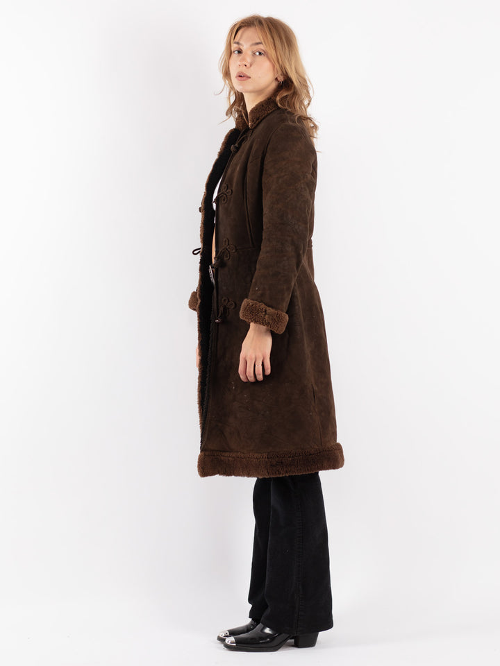 Vintage 70's Women Sheepskin Coat in Brown
