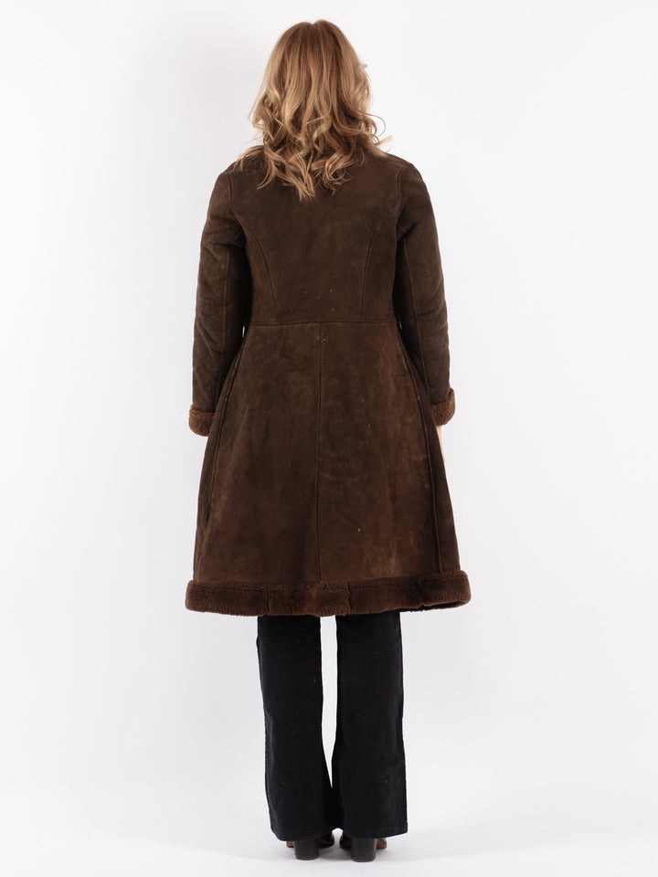 Vintage 70's Women Sheepskin Coat in Brown