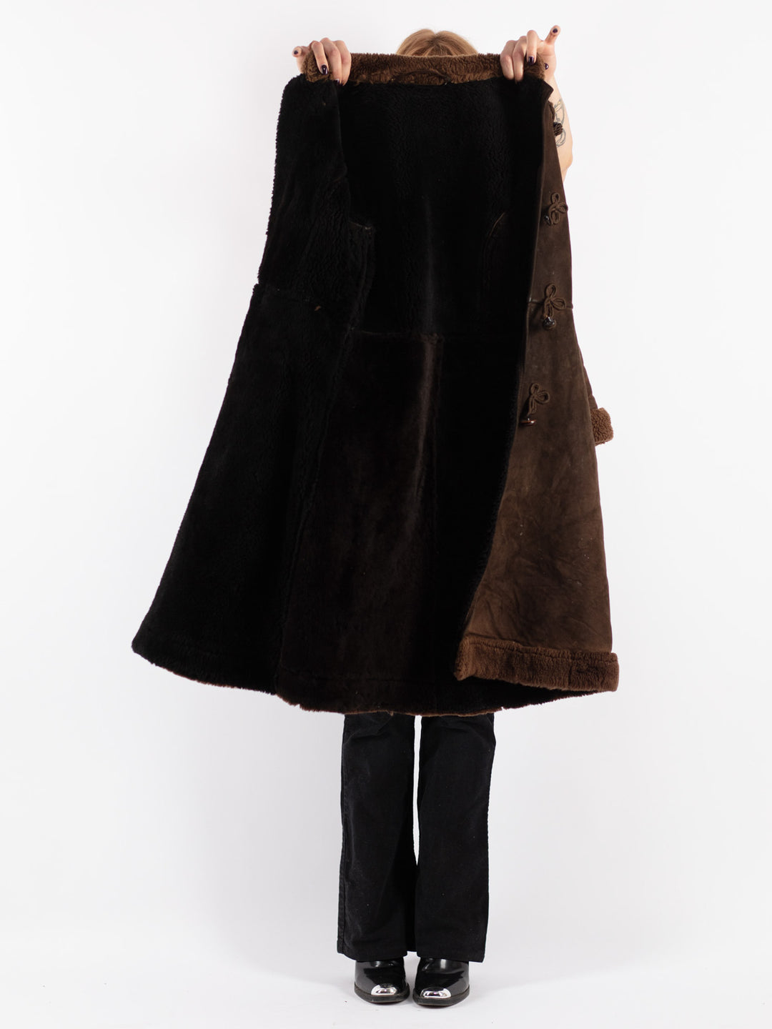 Vintage 70's Women Sheepskin Coat in Brown