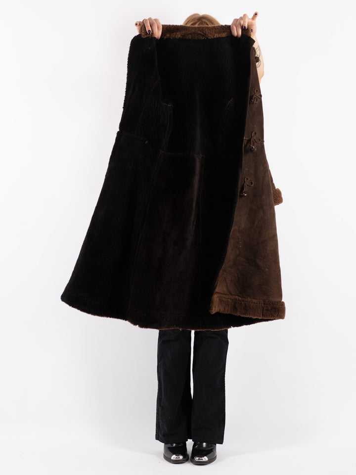 Vintage 70's Women Sheepskin Coat in Brown