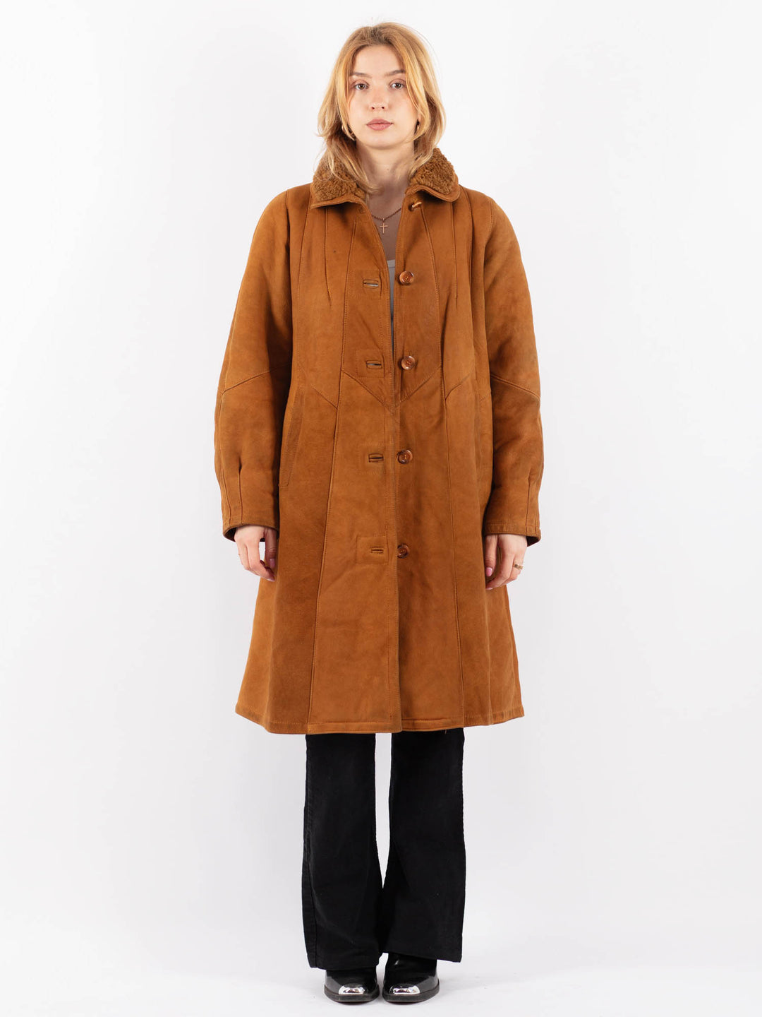 Vintage 70's Women Sheepskin Coat in BrownV9651