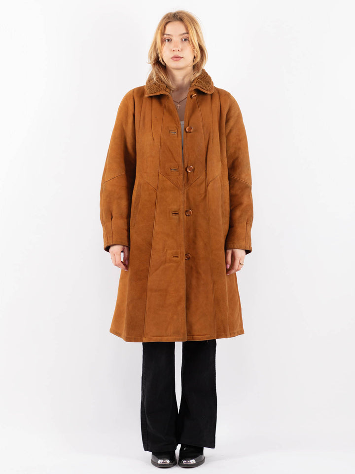 Vintage 70's Women Sheepskin Coat in BrownV9651