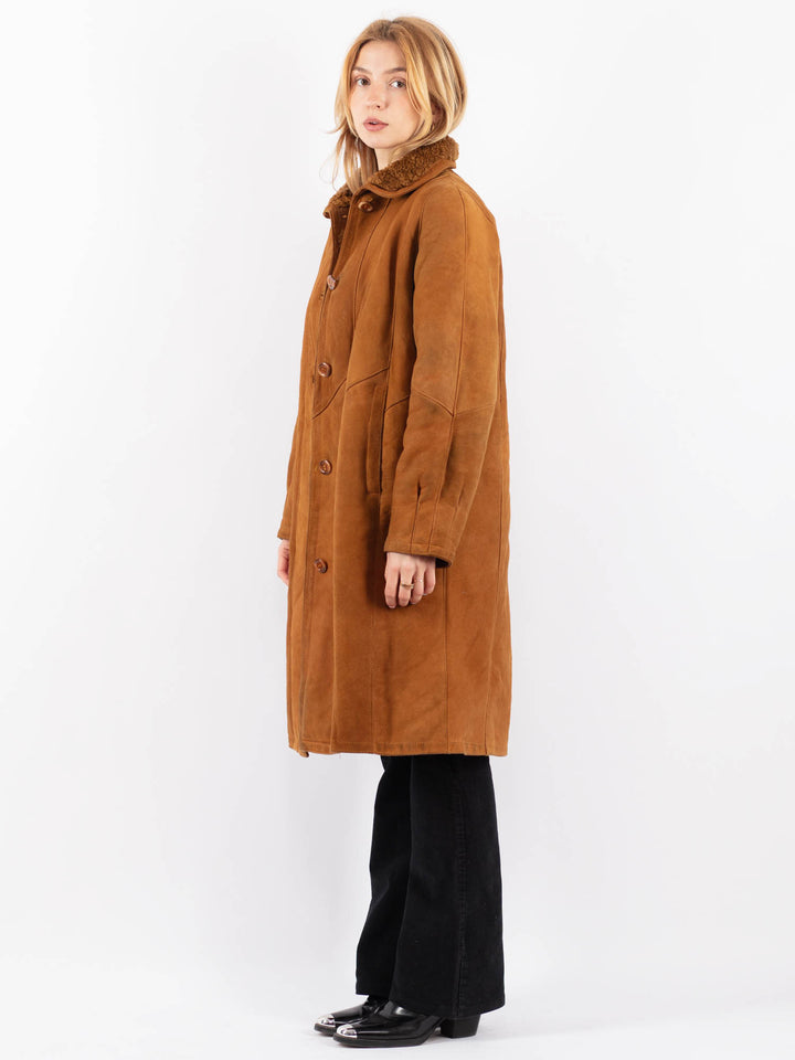 Vintage 70's Women Sheepskin Coat in BrownV9651