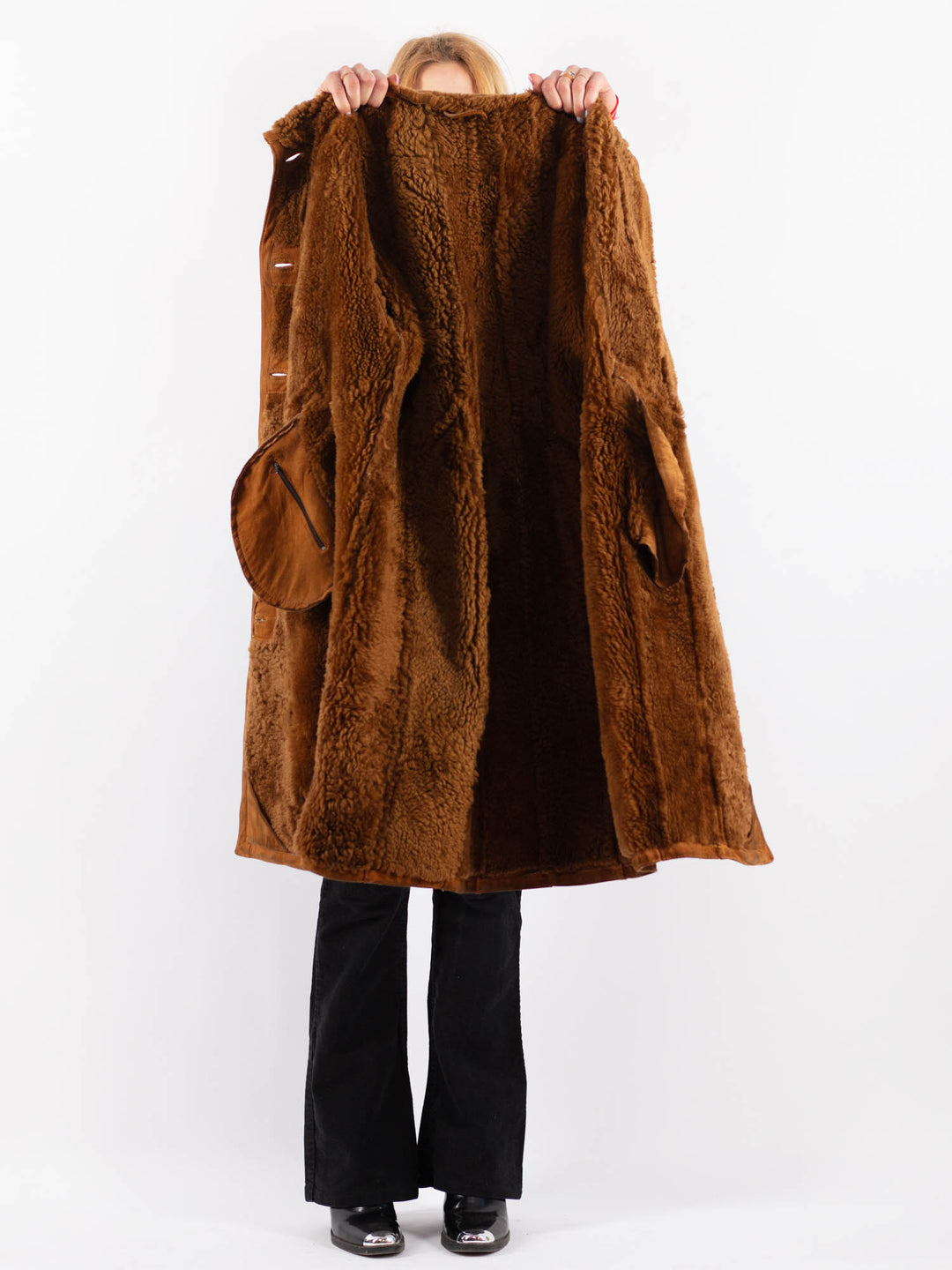 Vintage 70's Women Sheepskin Coat in BrownV9651
