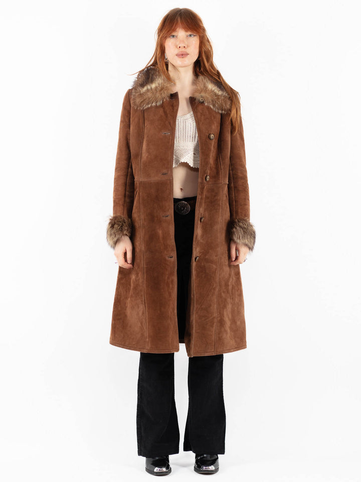 Vintage 70's Women Sheepskin Coat in BrownV9758