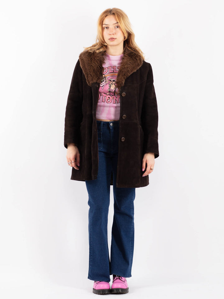 Vintage 70's Women Sheepskin Coat in BrownV9548