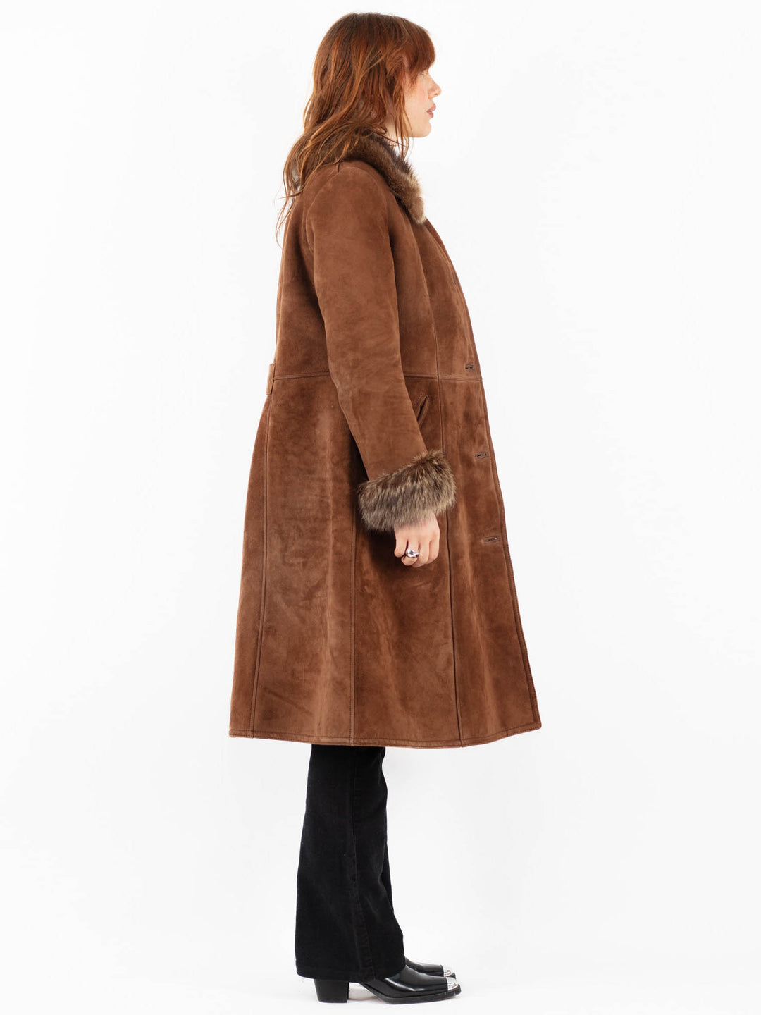 Vintage 70's Women Sheepskin Coat in BrownV9758