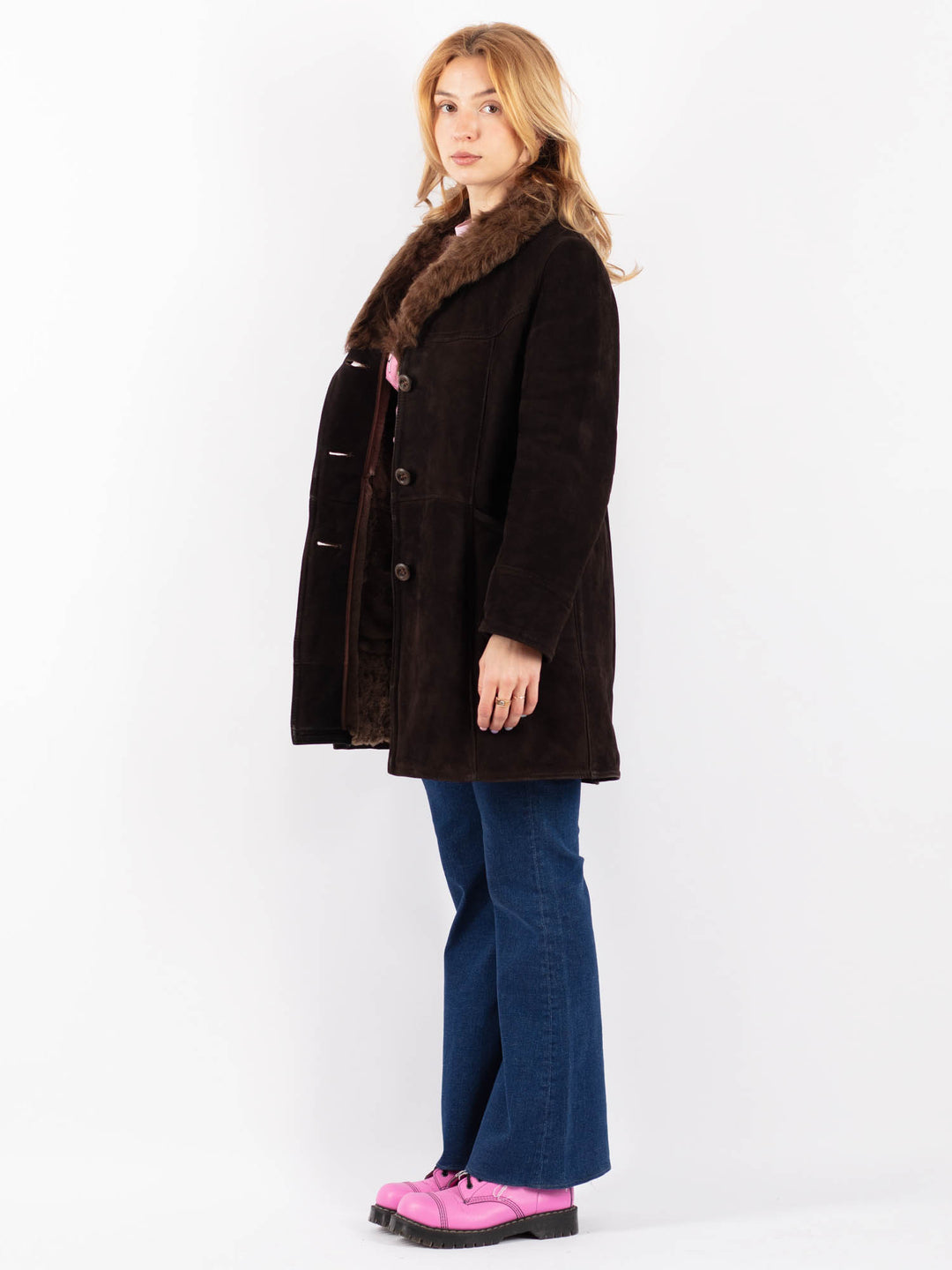 Vintage 70's Women Sheepskin Coat in BrownV9548