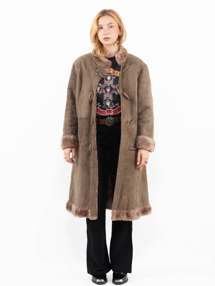 Vintage 70's Women Sheepskin Coat in BeigeA0155