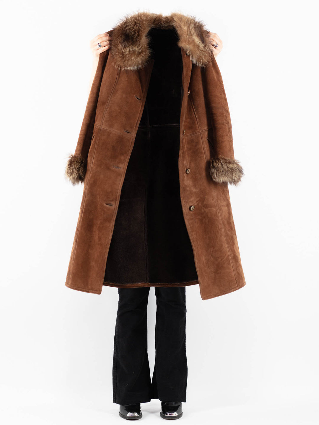Vintage 70's Women Sheepskin Coat in BrownV9758