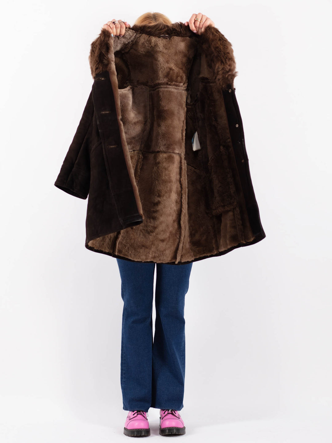 Vintage 70's Women Sheepskin Coat in BrownV9548