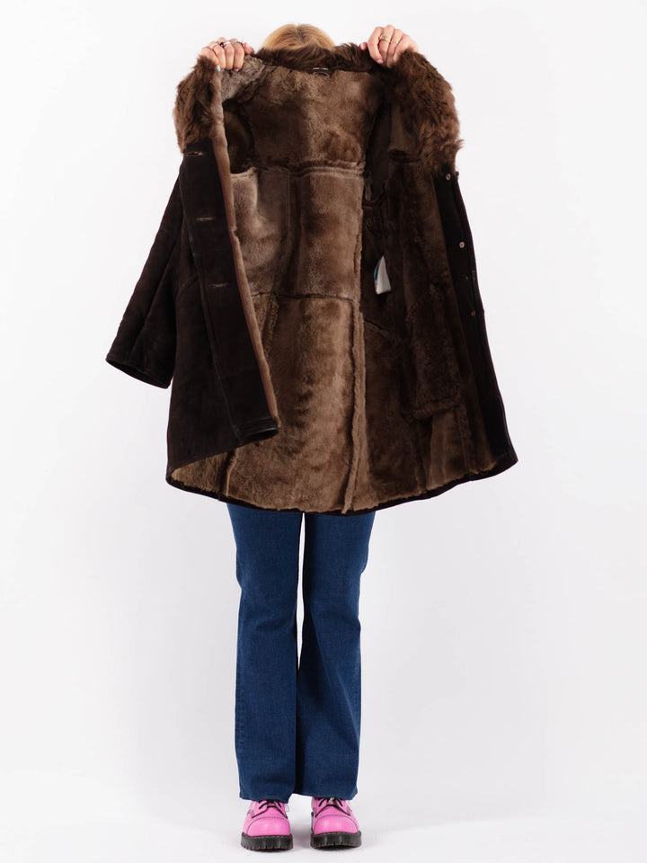Vintage 70's Women Sheepskin Coat in BrownV9548