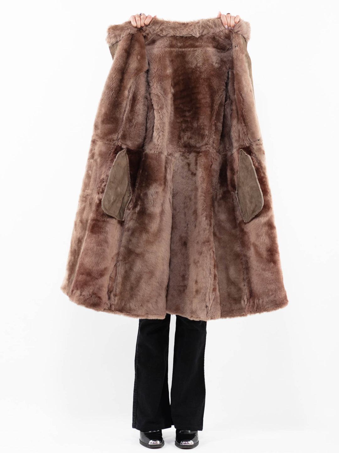 Vintage 70's Women Sheepskin Coat in BeigeA0155