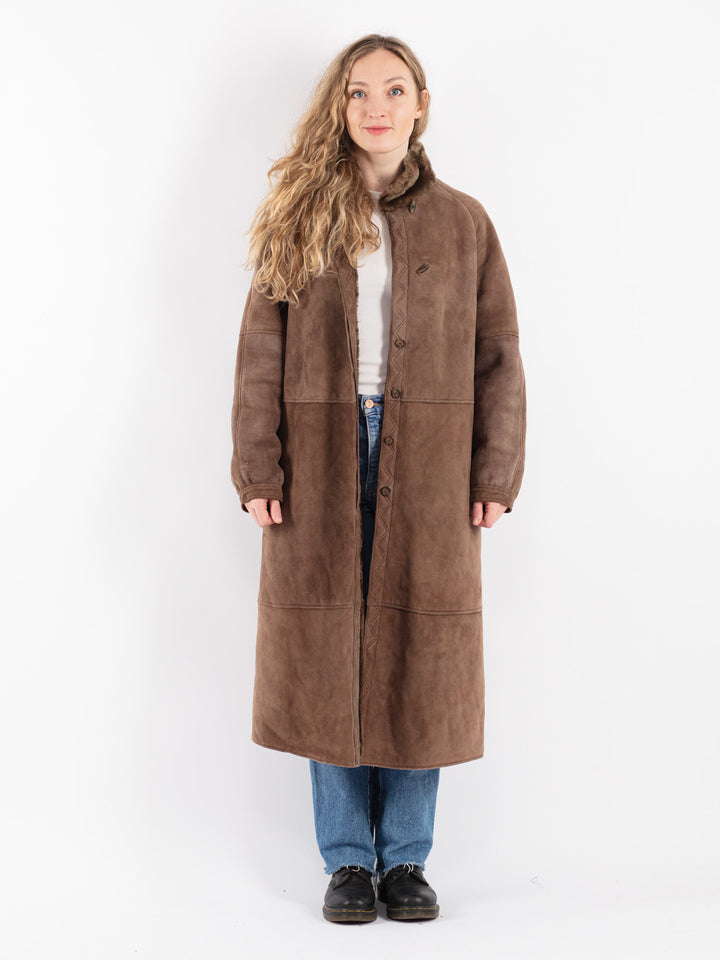 Vintage 70's Women Sheepskin Coat in Brown