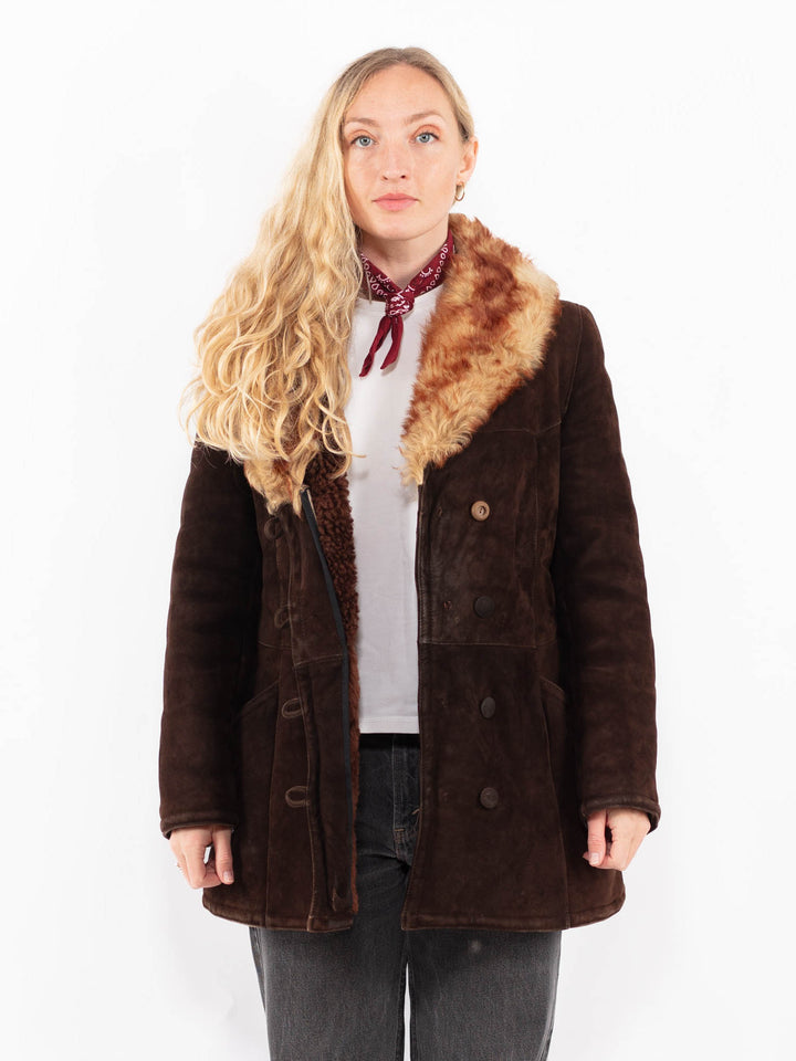 Vintage 70's Women Sheepskin Coat in BrownA0607