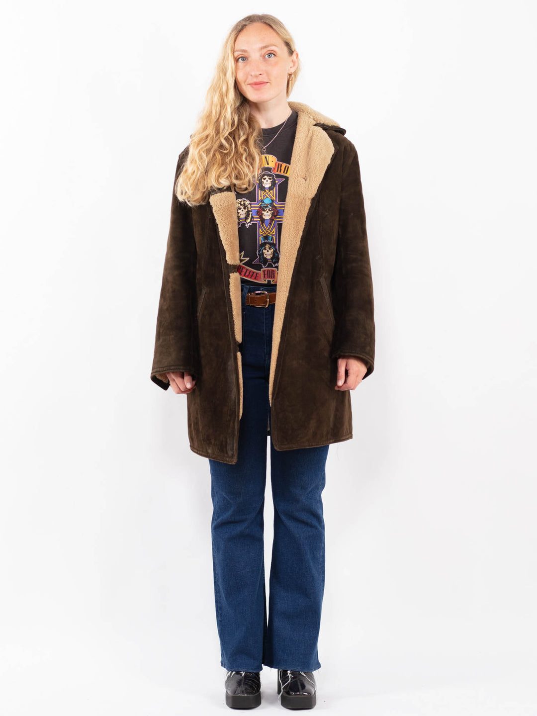 Vintage 70's Women Sheepskin Coat in BrownA0364
