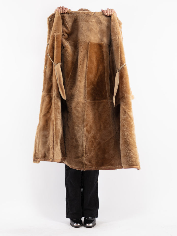 Vintage 70's Women Sheepskin Coat in Beige