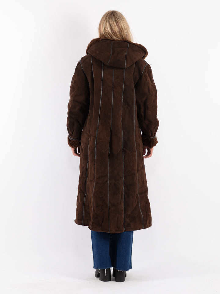Vintage 70's Women Sheepskin Coat in Brown
