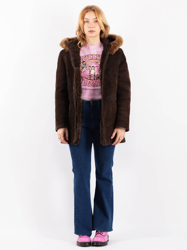 Vintage 70's Women Sheepskin Coat in BrownV9550