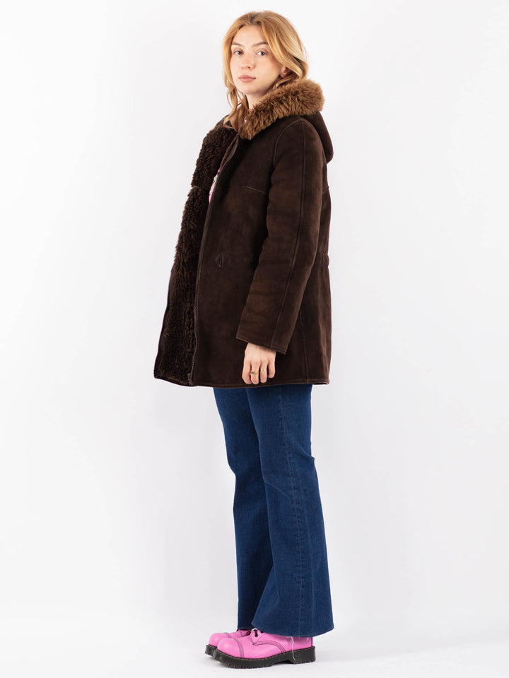 Vintage 70's Women Sheepskin Coat in BrownV9550