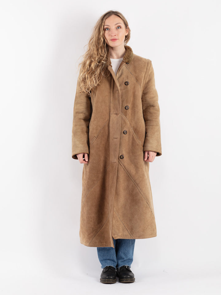 Vintage 70's Women Sheepskin Coat in Beige