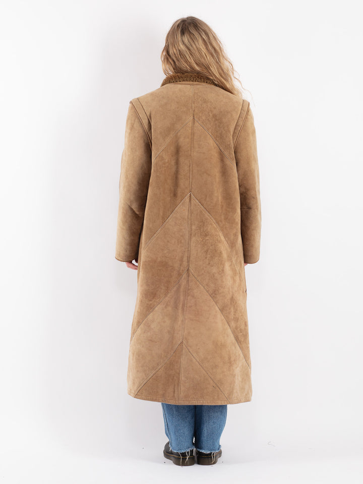 Vintage 70's Women Sheepskin Coat in Beige