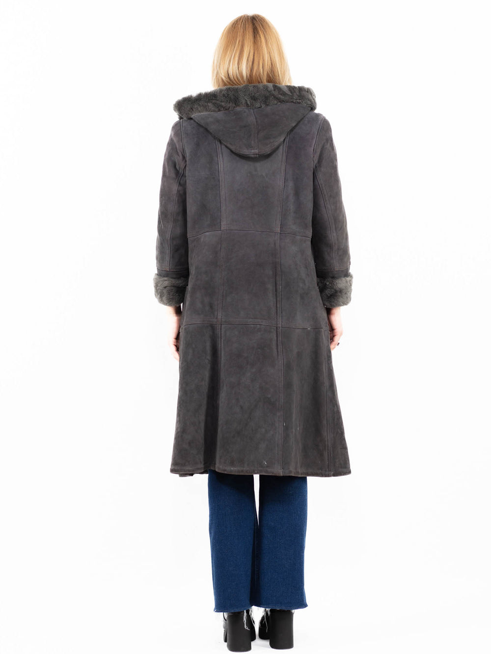 Vintage 70's Women Sheepskin Coat in GrayA0056