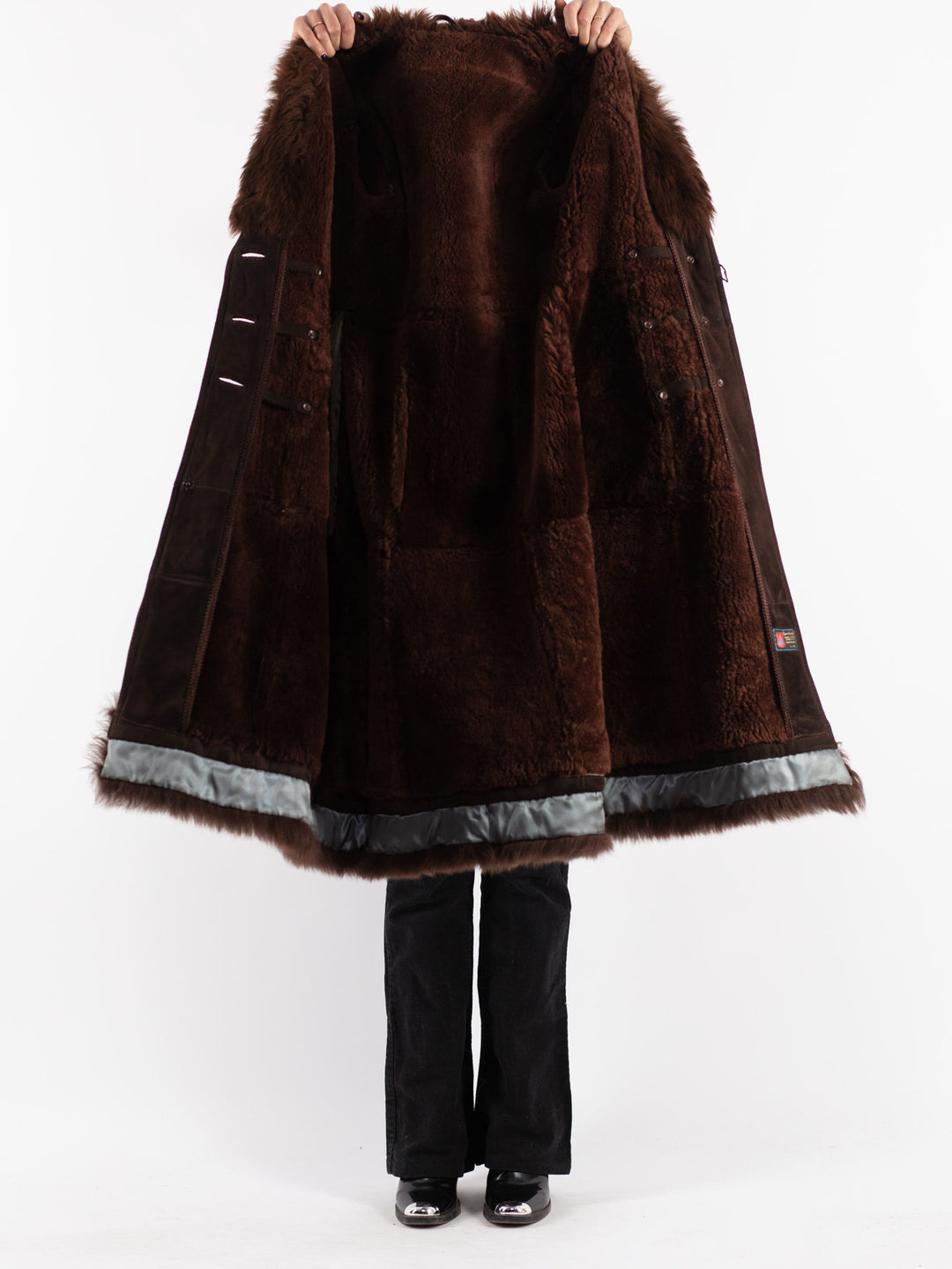 Vintage 70's Women Sheepskin Coat in Brown