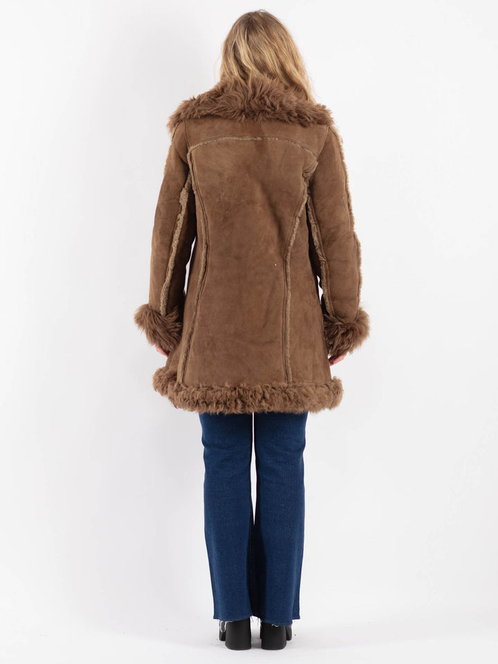Vintage 70's Women Sheepskin Coat in Beige