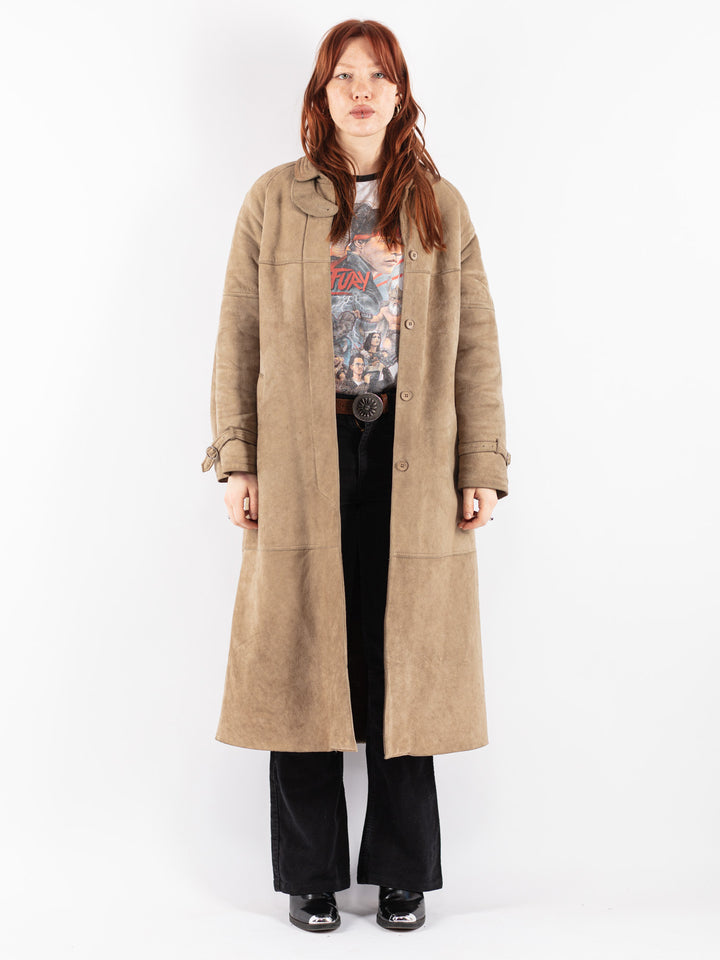 Vintage 70's Women Sheepskin Coat in Beige