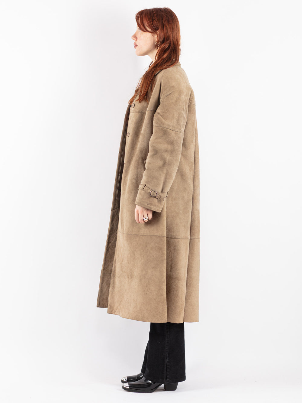 Vintage 70's Women Sheepskin Coat in Beige