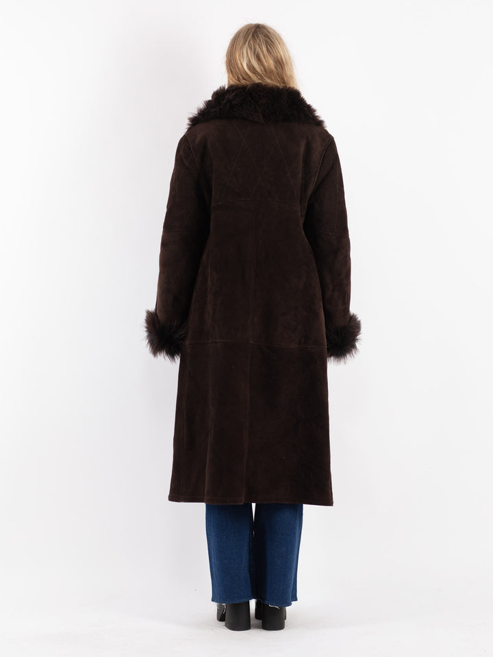 Vintage 70's Women Sheepskin Coat in Brown