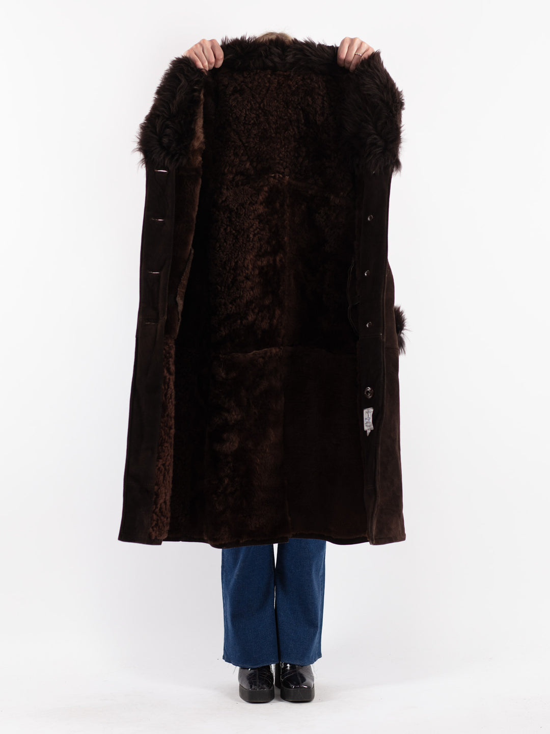 Vintage 70's Women Sheepskin Coat in Brown