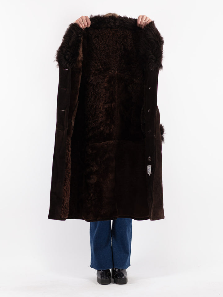 Vintage 70's Women Sheepskin Coat in Brown
