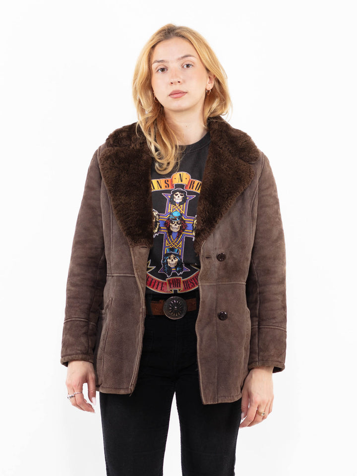 Vintage 70's Women Sheepskin Coat in BrownA0162