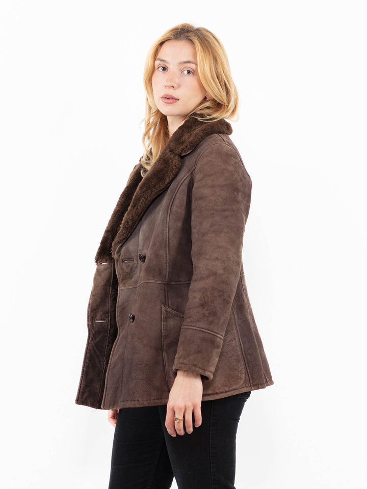 Vintage 70's Women Sheepskin Coat in BrownA0162
