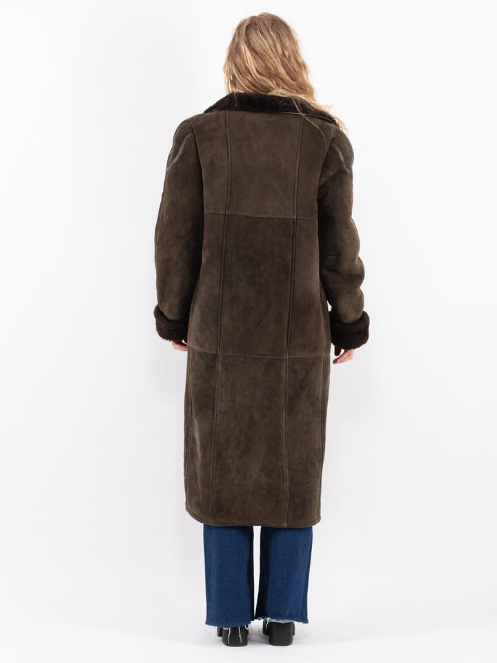 Vintage 70's Women Sheepskin Coat in Green
