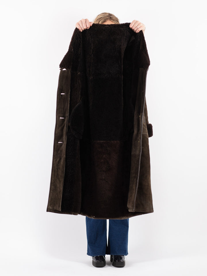 Vintage 70's Women Sheepskin Coat in Green