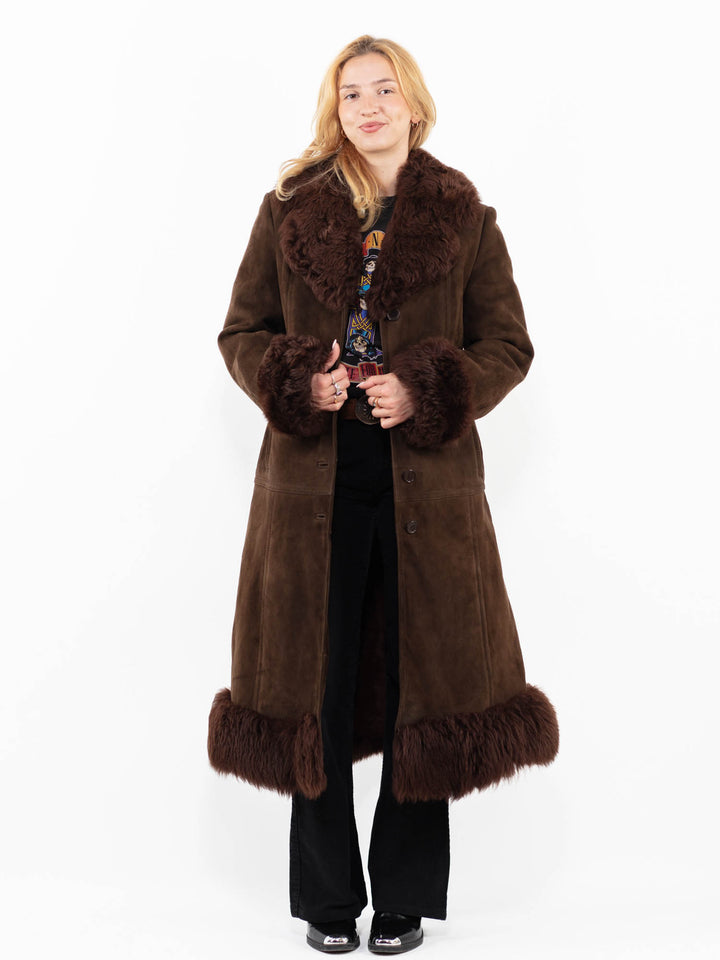 Vintage 70's Women Sheepskin Coat in BrownA0163