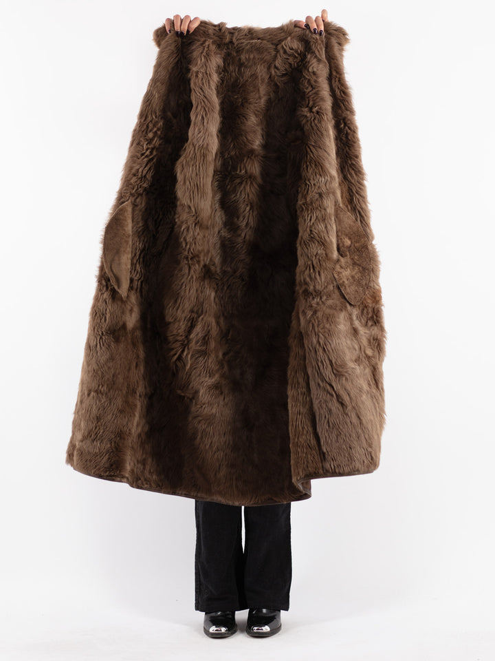 Vintage 70's Women Sheepskin Coat in Beige