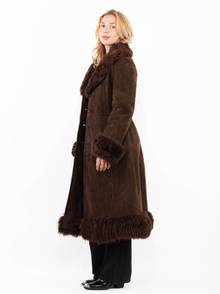 Vintage 70's Women Sheepskin Coat in BrownA0163