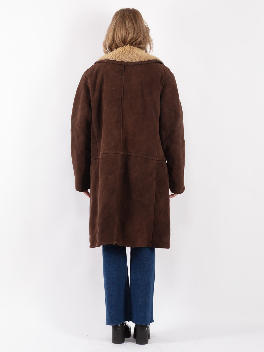 Vintage 70's Women Sheepskin Coat in Brown