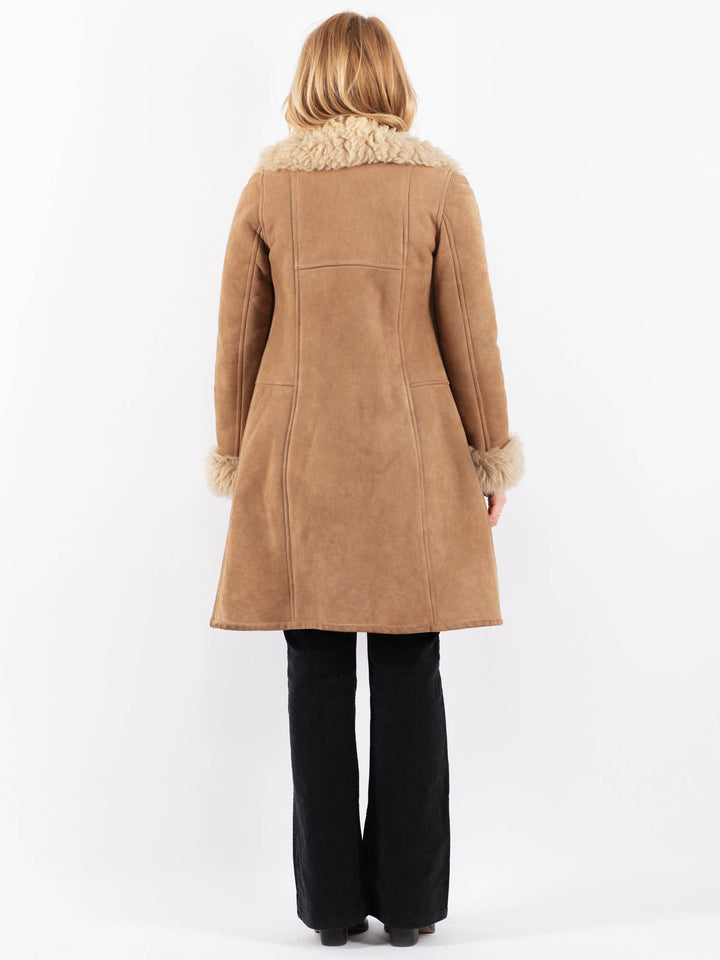 Vintage 70's Women Sheepskin Coat in BeigeV9656