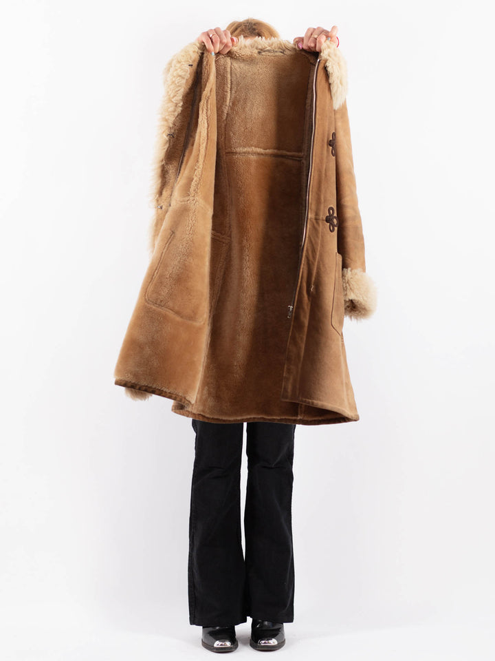 Vintage 70's Women Sheepskin Coat in BeigeV9656
