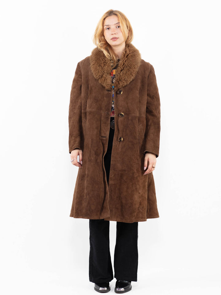 Vintage 70's Women Sheepskin Coat in BrownA0164