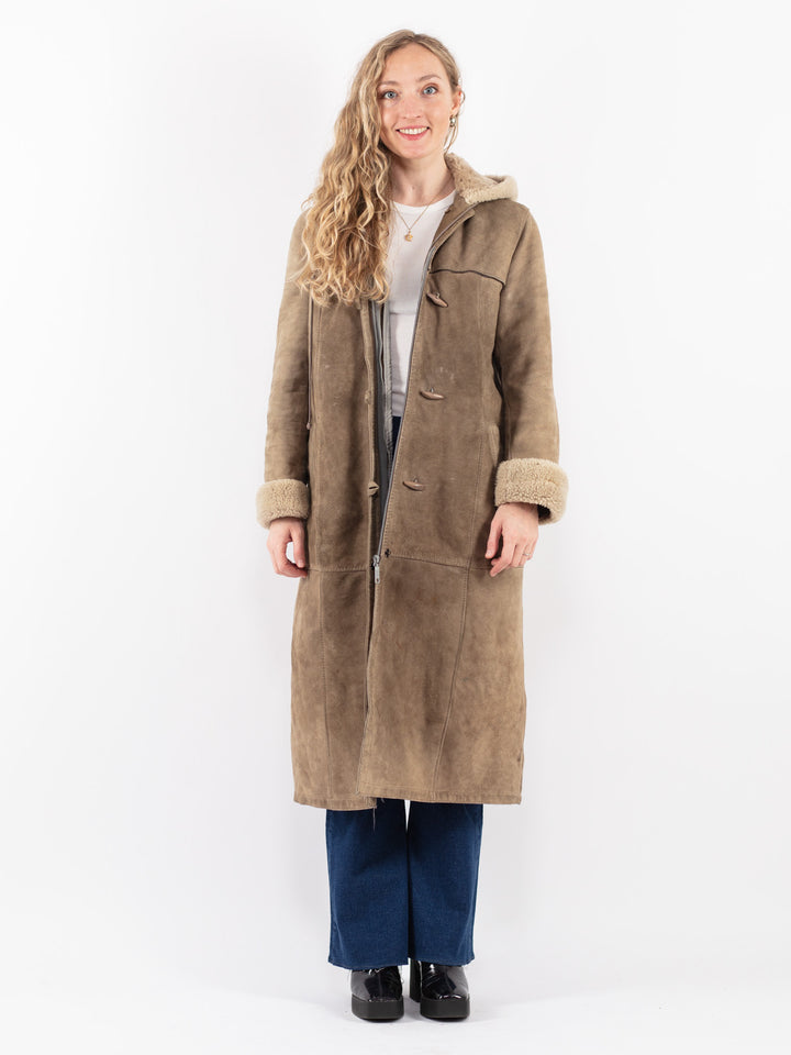 Vintage 70's Women Sheepskin Coat in Beige