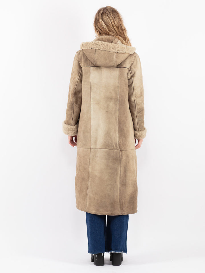 Vintage 70's Women Sheepskin Coat in Beige