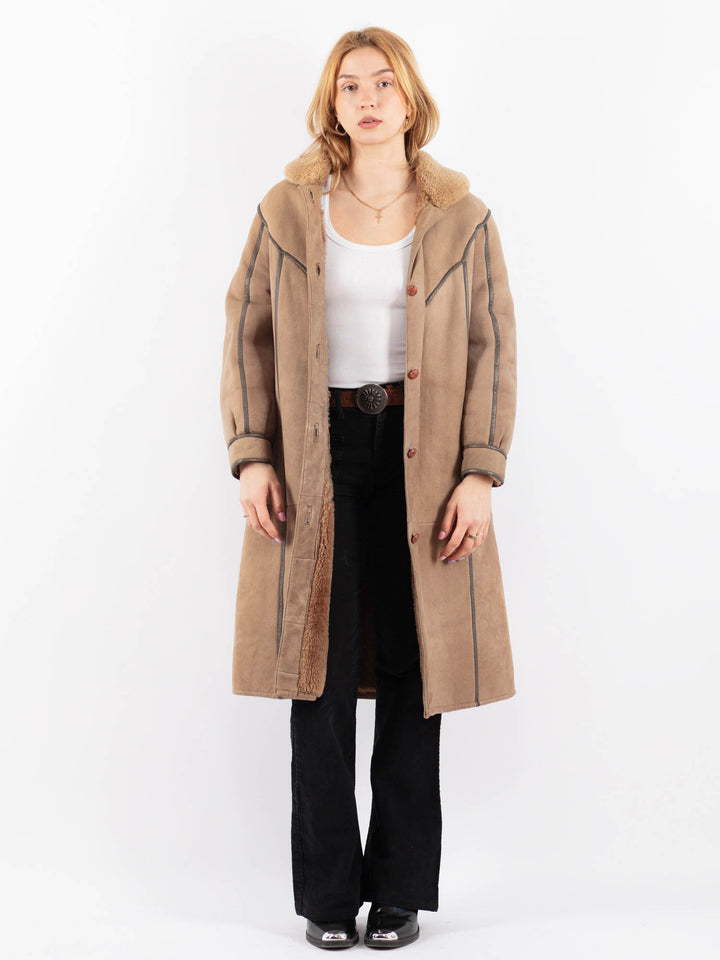Vintage 70's Women Sheepskin Coat in BeigeV9657