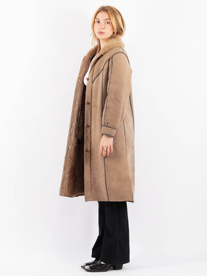 Vintage 70's Women Sheepskin Coat in BeigeV9657